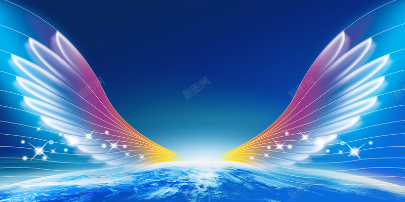 企业飞翔展望未来海报psd设计背景_88icon https://88icon.com 商务 地球 展望未来 开心 渐变 科幻 科技 绚丽背景 翅膀 飞翔