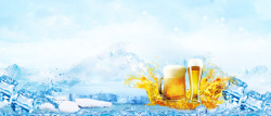 盛夏啤酒节盛夏啤酒节大气冰块蓝色背景高清图片