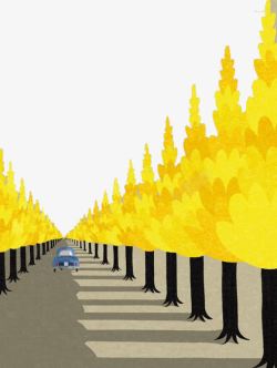 绘制枫叶的卡通图形公路高清图片
