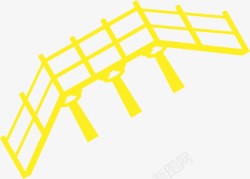 黄色桥梁剪影七夕素材