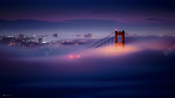 紫色天空城市大桥背景