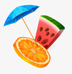 装饰小伞水果装饰图案高清图片