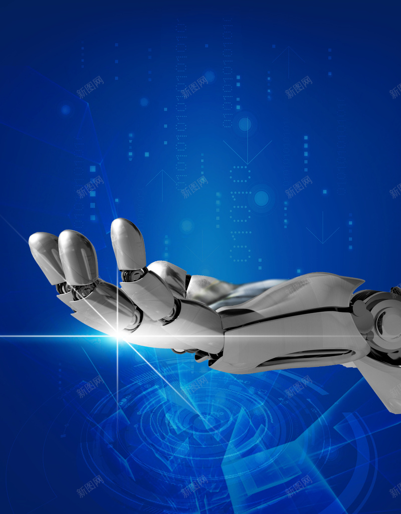 蓝色人工智能海报psd设计背景_88icon https://88icon.com 人工智能 创意机器人 数码产品 智能机器人 未来机器人 未来科技 机械手 蓝色