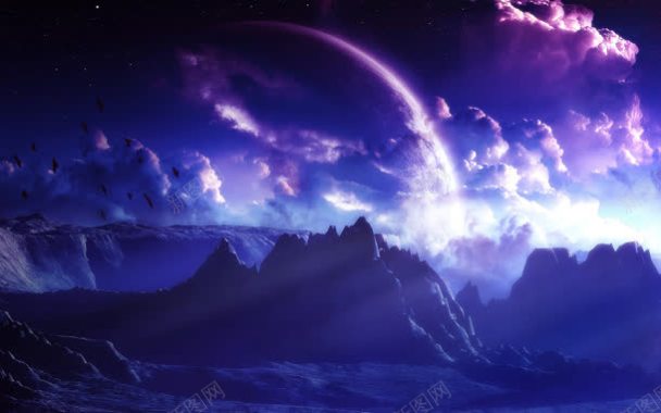 紫色云彩星空神秘背景