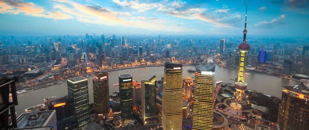 俯瞰上海城市背景