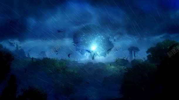 幻想的雨夜天空背景背景
