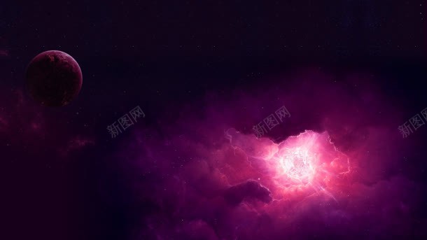 紫色星球云层海报背景背景