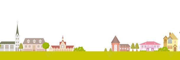 精美韩国卡通建筑banner背景jpg设计背景_88icon https://88icon.com 卡通背景 建筑物 房屋 树木