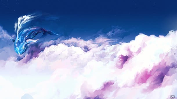 蓝天粉色云彩游戏场景背景
