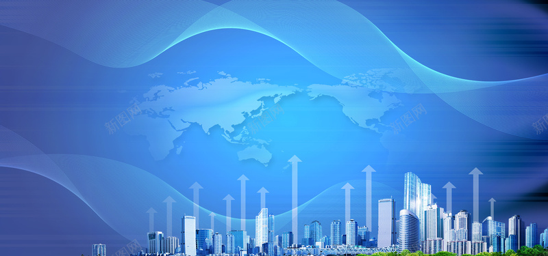 科技城市大气商务蓝色淘宝海报背景背景