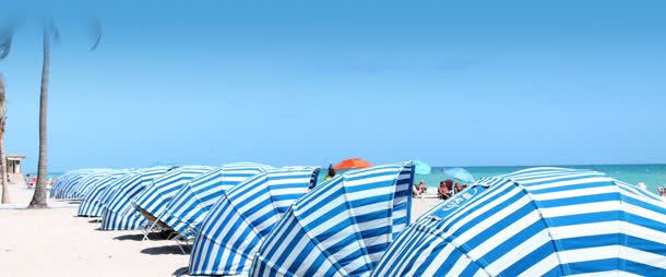 蓝色条纹帐篷海滩海报背景背景