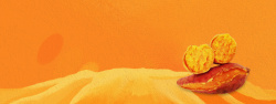 番薯球冬季美味烤番薯简约橙色banner高清图片