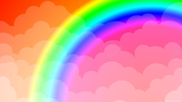 彩色云朵彩虹海报背景卡通背景