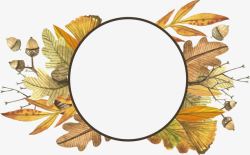 手绘秋天树叶标题框素材