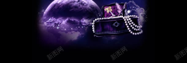 紫色梦幻珠宝盒背景banner背景
