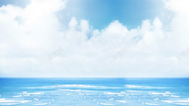 蓝色天空云朵海面摄影摄影图片