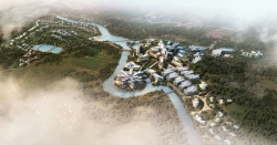 房产景观设计商务中心俯瞰图背景高清图片