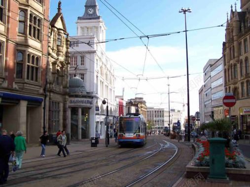 欧洲城市电车轨道街景背景