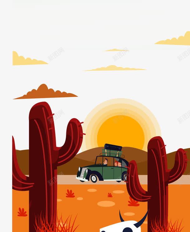 走在沙漠里的汽车png免抠素材_88icon https://88icon.com 仙人掌 彩绘 日落 汽车 沙漠 白云 货物 轮胎