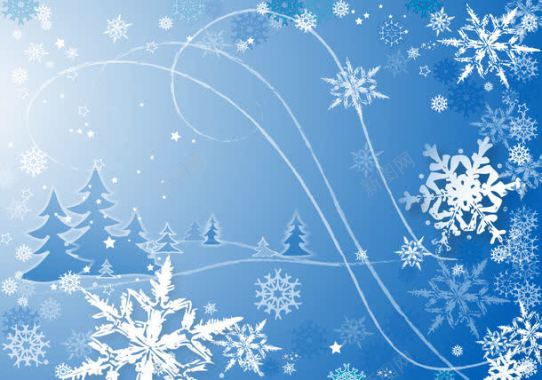 卡通冬季蓝色雪花背景背景