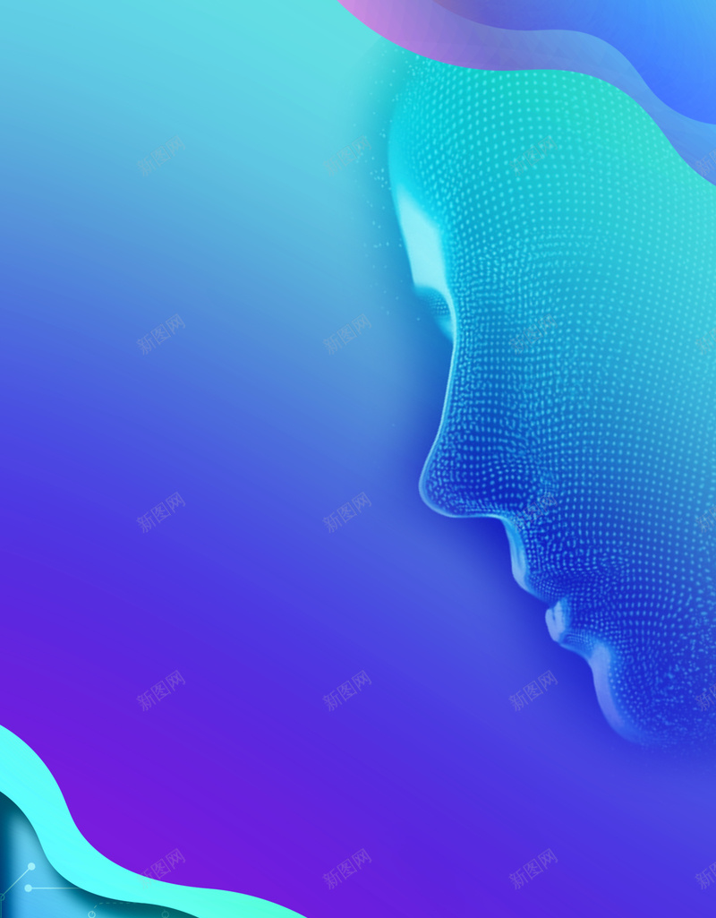 创意人脸识别科技海报psd设计背景_88icon https://88icon.com AI AI人工智能 VR 人工智能 人脸识别 区块链 大数据 手机发布会 科技 科技感