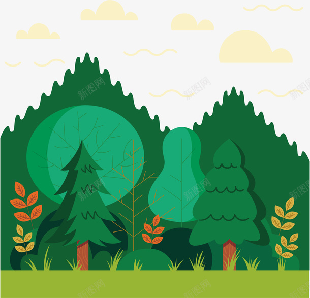 绿色背景插画矢量图ai免抠素材_88icon https://88icon.com 健康 插画 植物 绿树设计 绿色 绿色设计 背景 矢量图