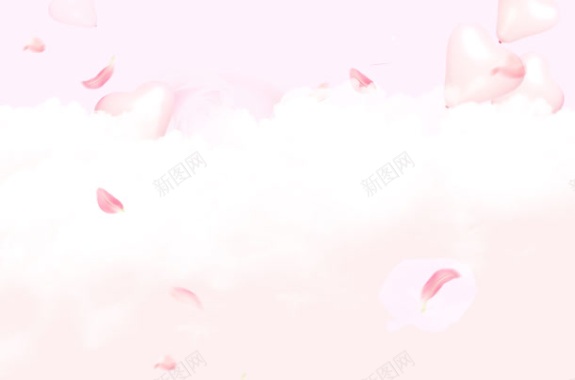 粉背景白云粉色花瓣背景