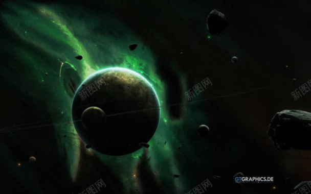 绿色宇宙星球海报背景背景
