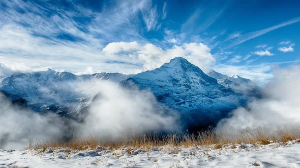 蓝天白云清新雪地jpg设计背景_88icon https://88icon.com 清新 白云 蓝天 雪地