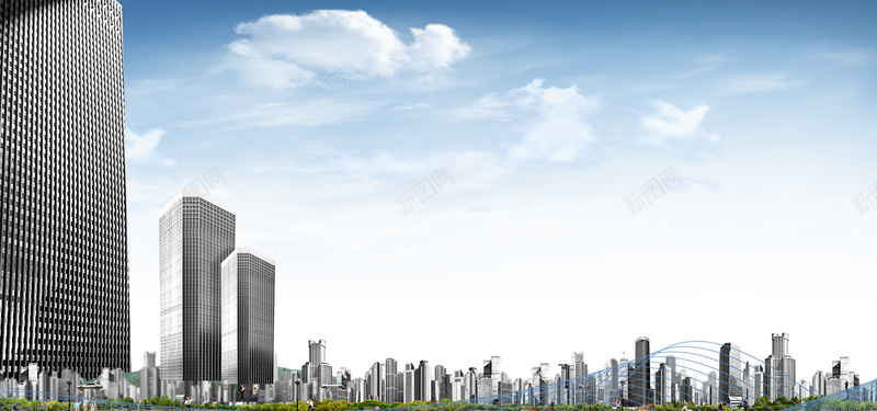 房地产城市大气商务蓝色淘宝海报背景背景