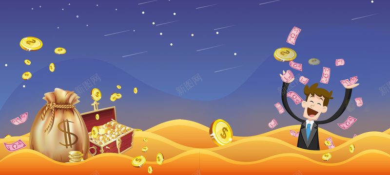 淘宝金融卡通蓝色bannerpsd设计背景_88icon https://88icon.com banner 卡通人物 宝藏 房产 欢乐 海报 淘宝 男人 纸币 经济 美金 背景 购物 金融 钱