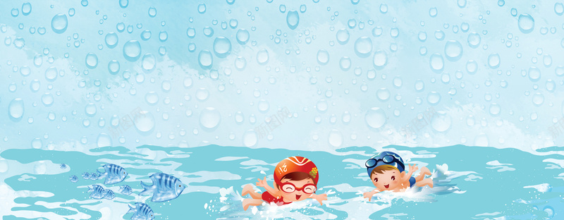 游泳训练考试卡通蓝色背景背景