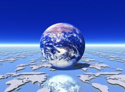 纸张上的地球模型图片许多世界地图上的一个地球高清图片