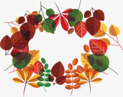 五彩的秋日树叶边框素材