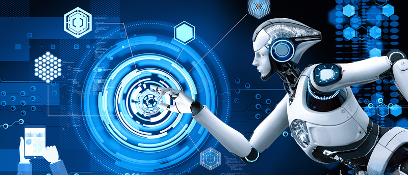 创意科技智能机器人蓝色背景背景