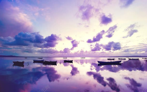 船只云彩海洋紫色日落壁纸背景