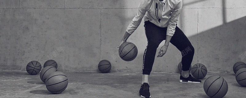 打篮球的男孩复古文艺黑白背景背景