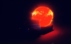 红色火焰圆球太阳海报背景素材