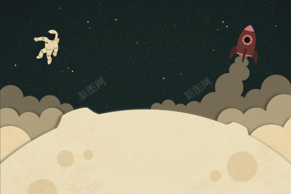 探索月球等于科学宣传海报矢量图背景