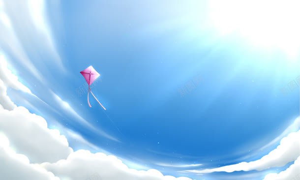 蓝天白云上的风筝背景