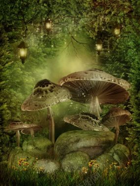 梦幻蘑菇背景背景