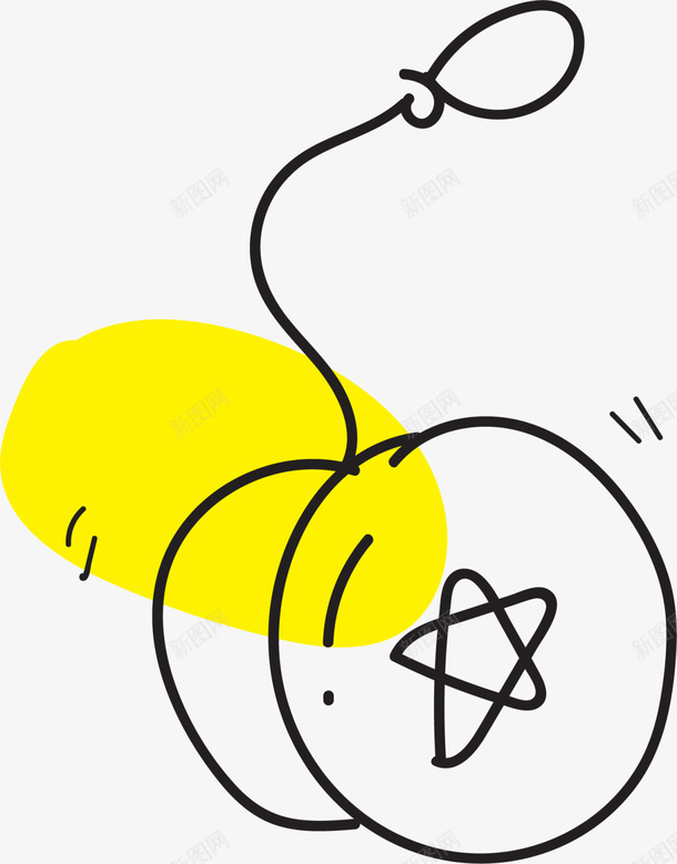 黑色线条手绘悠悠球png免抠素材_88icon https://88icon.com 儿童玩具 小孩 悠悠球 游戏 溜溜球 玩耍 童趣