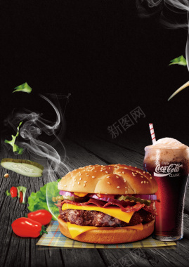 黑色简约气美味汉堡宣传海报背景