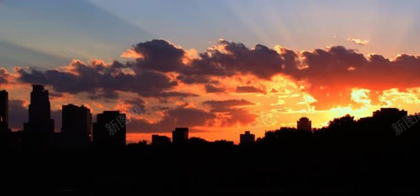 城市天空夕阳背景背景