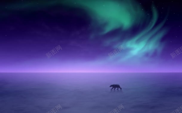 神秘绿色云彩紫色海面背景