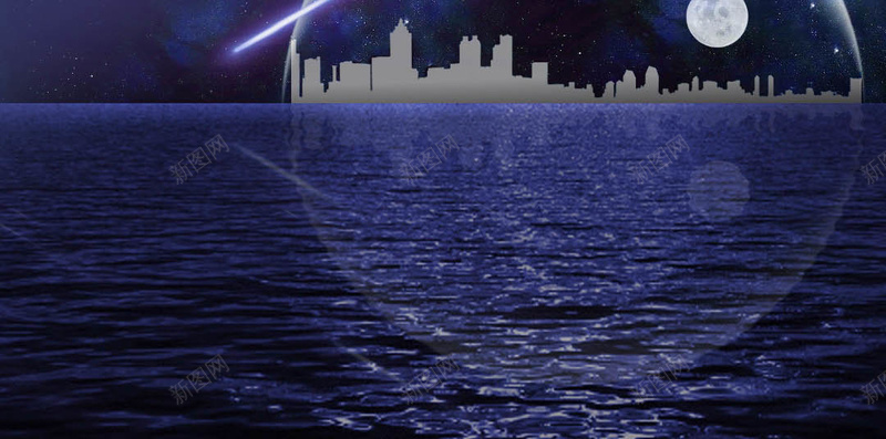 湖泊海水夜景H5背景jpg设计背景_88icon https://88icon.com H5 H5背景 光 夜景 星空 梦幻背景 流星 海水 湖泊 紫色
