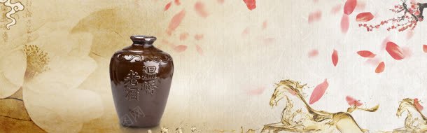 中国古典酒促销banner背景