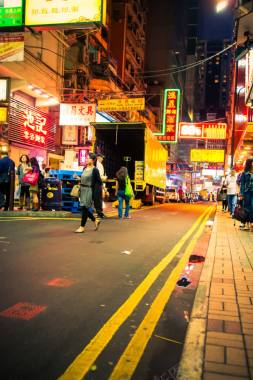 中国城市街道夜景背景