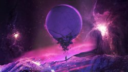 紫色神秘宇宙山峰素材