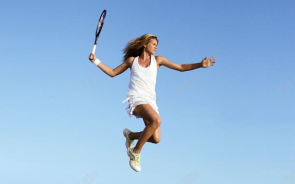 跳起的网球运动少女海报背景背景